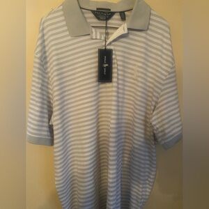 Polo Golf Ralph Lauren Performance Striped Polo Shirt XXL White Grey NWT
